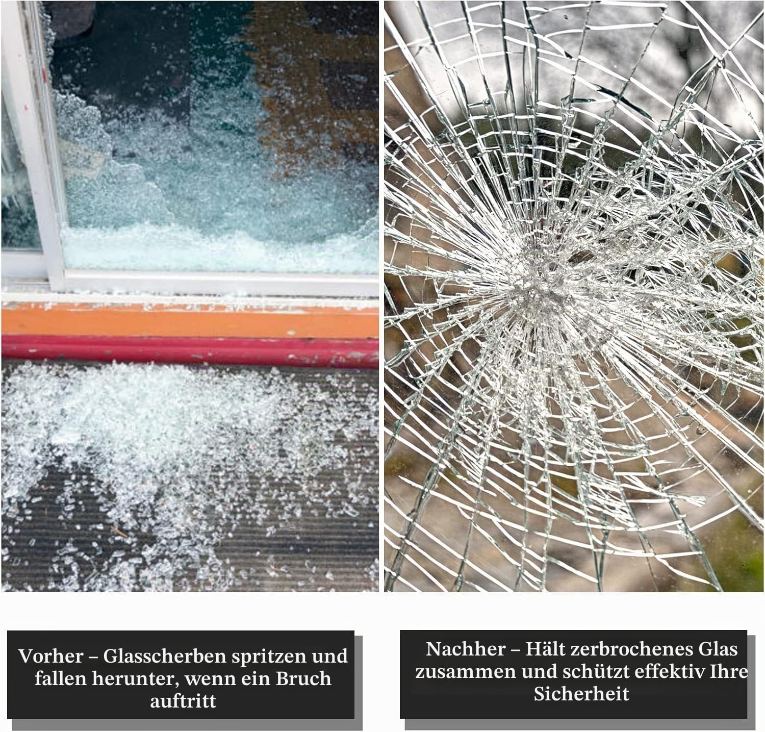 Shackcom Fensterfolie Selbsthaftend Fenster Splitterschutz Folie Sicherheitsfolie Glasschutzfolie Splitterschutzfolie Fensterfolie für Sicherheits Schutzfolie Autoscheibenfolie - 90x1000cm Transparent