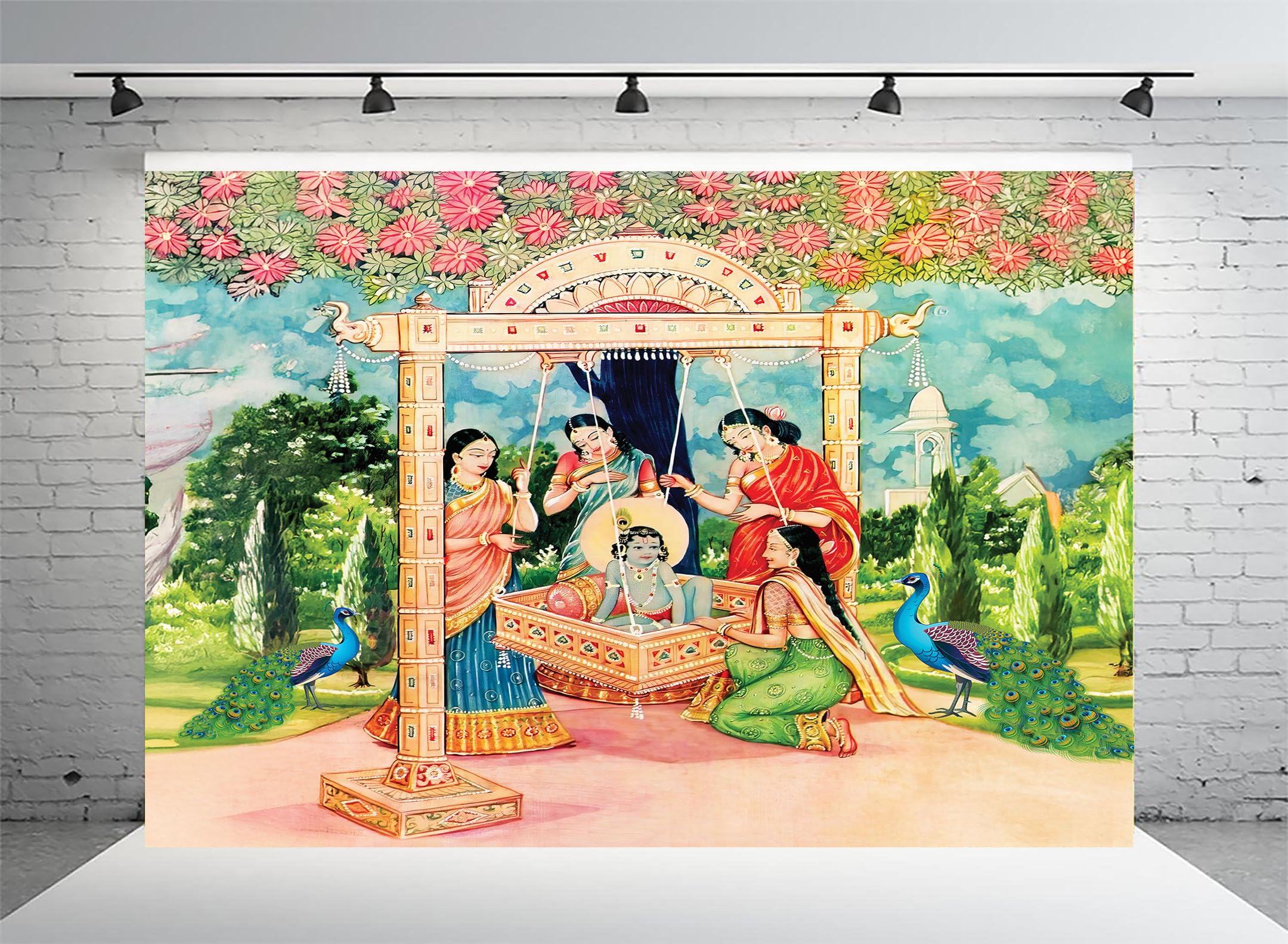 Cradle Ceremony (8ft - 10ft) Backdrop Wedding Decoration Curtain Cloth Pooja Decoration for Festivals and Celebrations. (Washable Fabric)-image-16