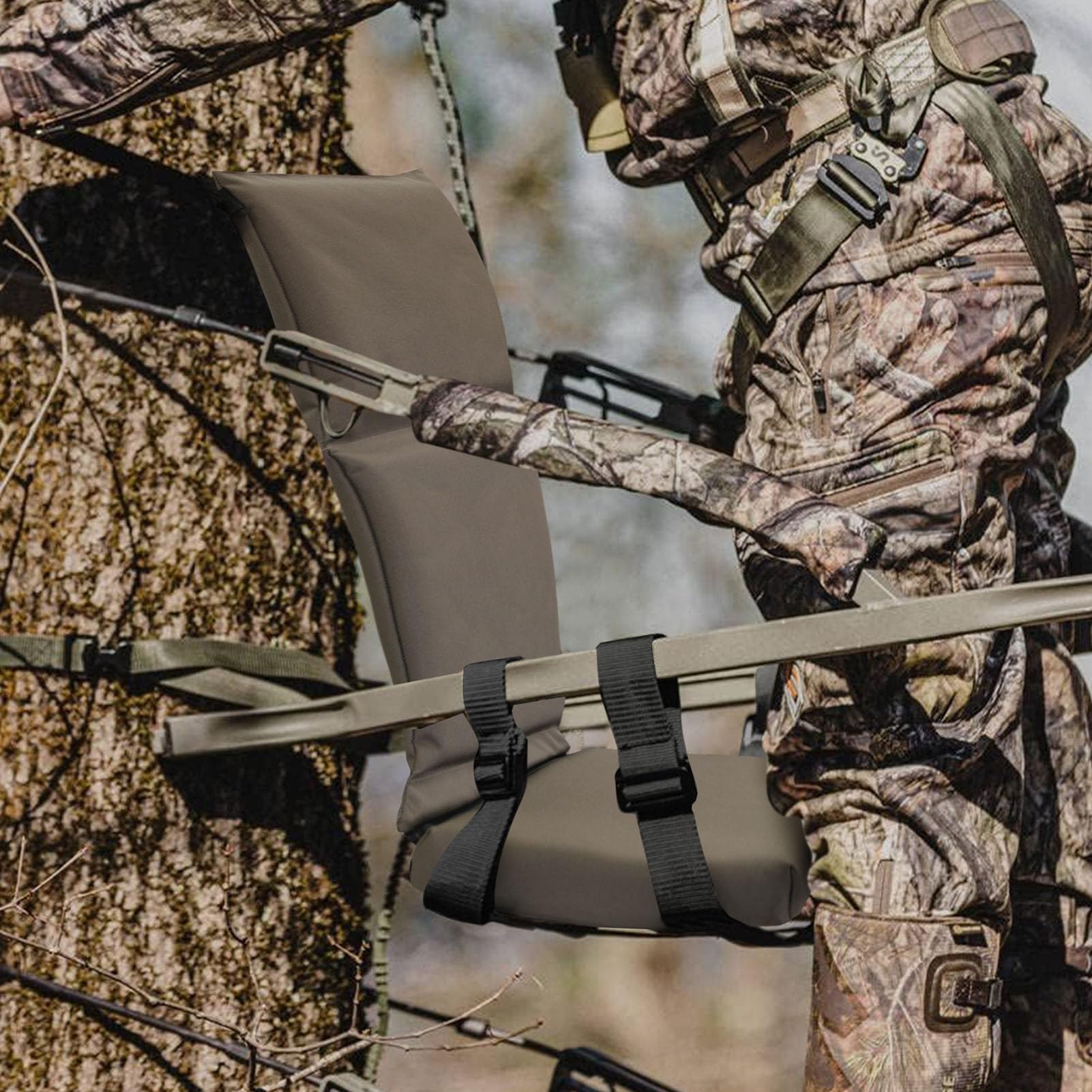 Cuscino per sedile Treestand, per, comodo pieghevole regolabile, tessuto Oxford 900D, cuscino per sedia per uso esterno, resistente all'acqua, portatile leggero
