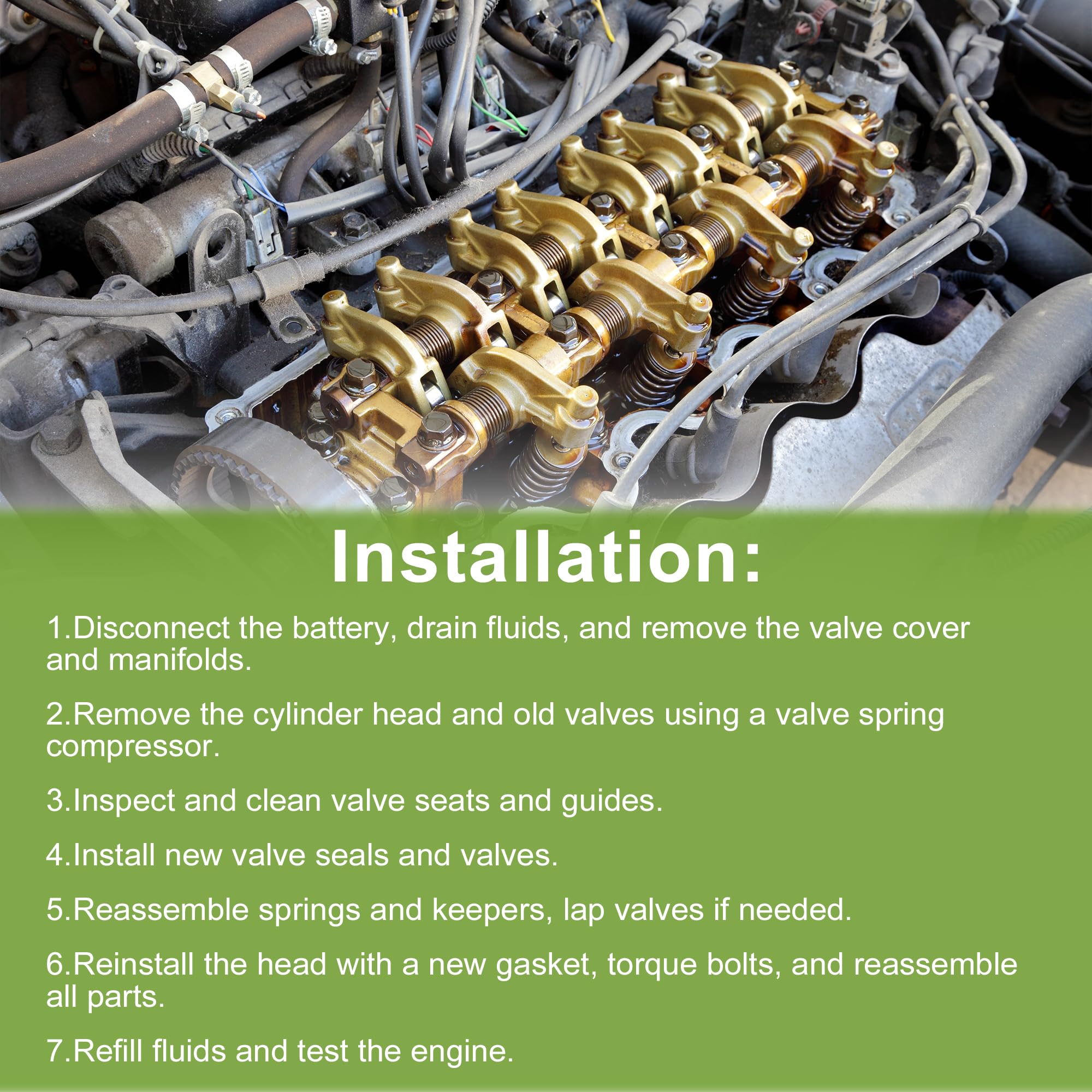 A ABSOPRO No.222113c810 Motore Aspirazione Valvole Scarico Kit per Hyundai Sonata 3.3 2006-2010 24pz Paraolio Valvole Aspirazione Aria-Scarico 1 Set
