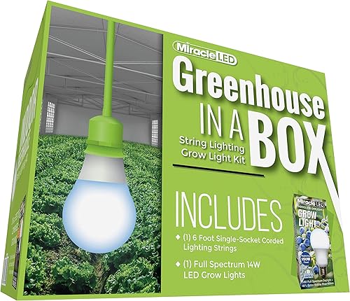 Miracle LED Greenhouse in a Box Daylight Plus Kit de cultivo para plantas de interior Incluye 1 bombilla de cultivo de repuesto completa de 150 W y