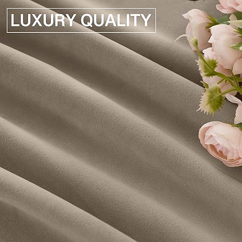 Miniatura 8 de StangH Cortinas de 102 pulgadas  Cortinas de terciopelo beige camello para oscurecer la habitación, cortinas verticales gruesas y pesadas para