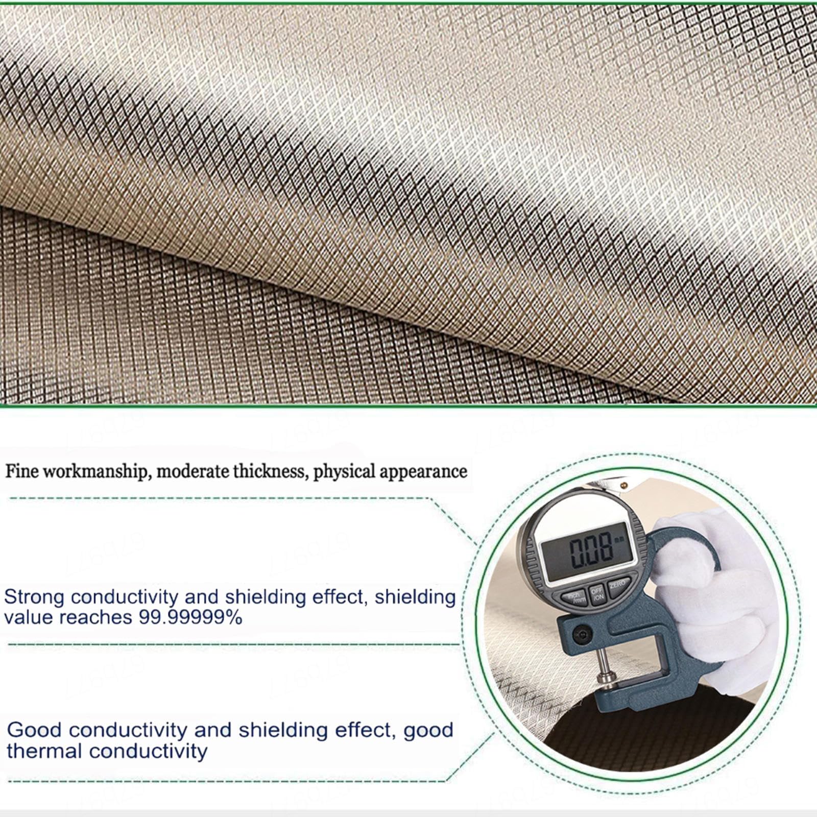 Tissu Anti Ondes électromagnétiques Argent Tissu de Blindage RFID, Tissu Blocage Anti-rayonnement Anti-Statique Conducteur Anti-Balayage Tissu de Blindage RFID,silver-1m