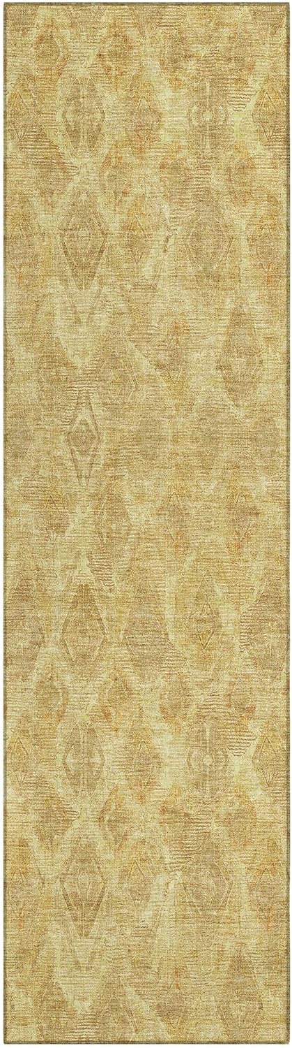 addison rugs chantille acn622 gold 2'3" x 7'6" indoor outdoor hallway runner rug, stain resistant washable kitchen area carpet for bathroom, laundry and bedroom rug gold 2'3" x 7'6" (runner)