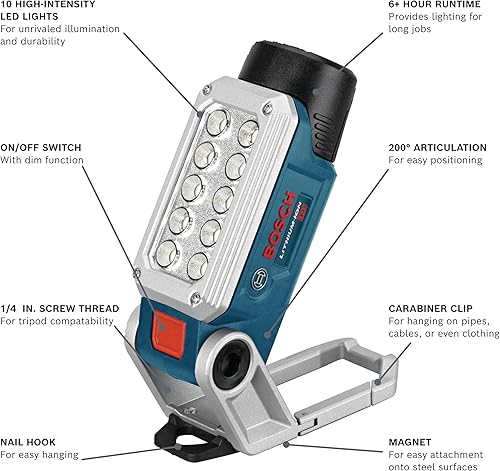 Miniatura 2 de Bosch FL12 - Luz de trabajo LED máxima de 12 V, herramienta desnuda, color blanco