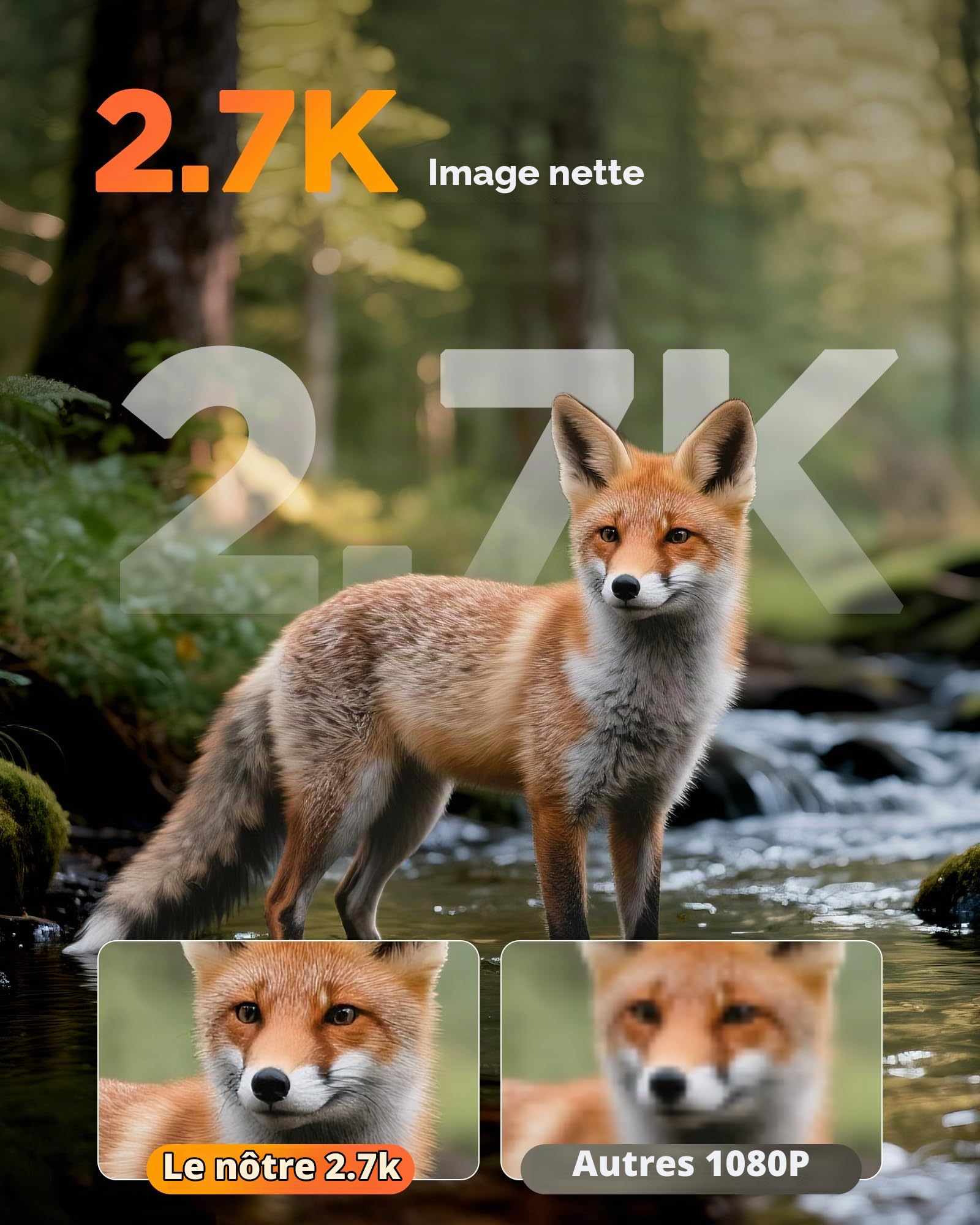 BECAMSO 4G LTE Camera de Chasse Solaire: 2.7K HD Caméra Surveillance Exterieur sans Fil - Couleur Vision Nocturne Animaux Cameras avec Carte SIM 8000mAh Batterie IP66 Imperméable