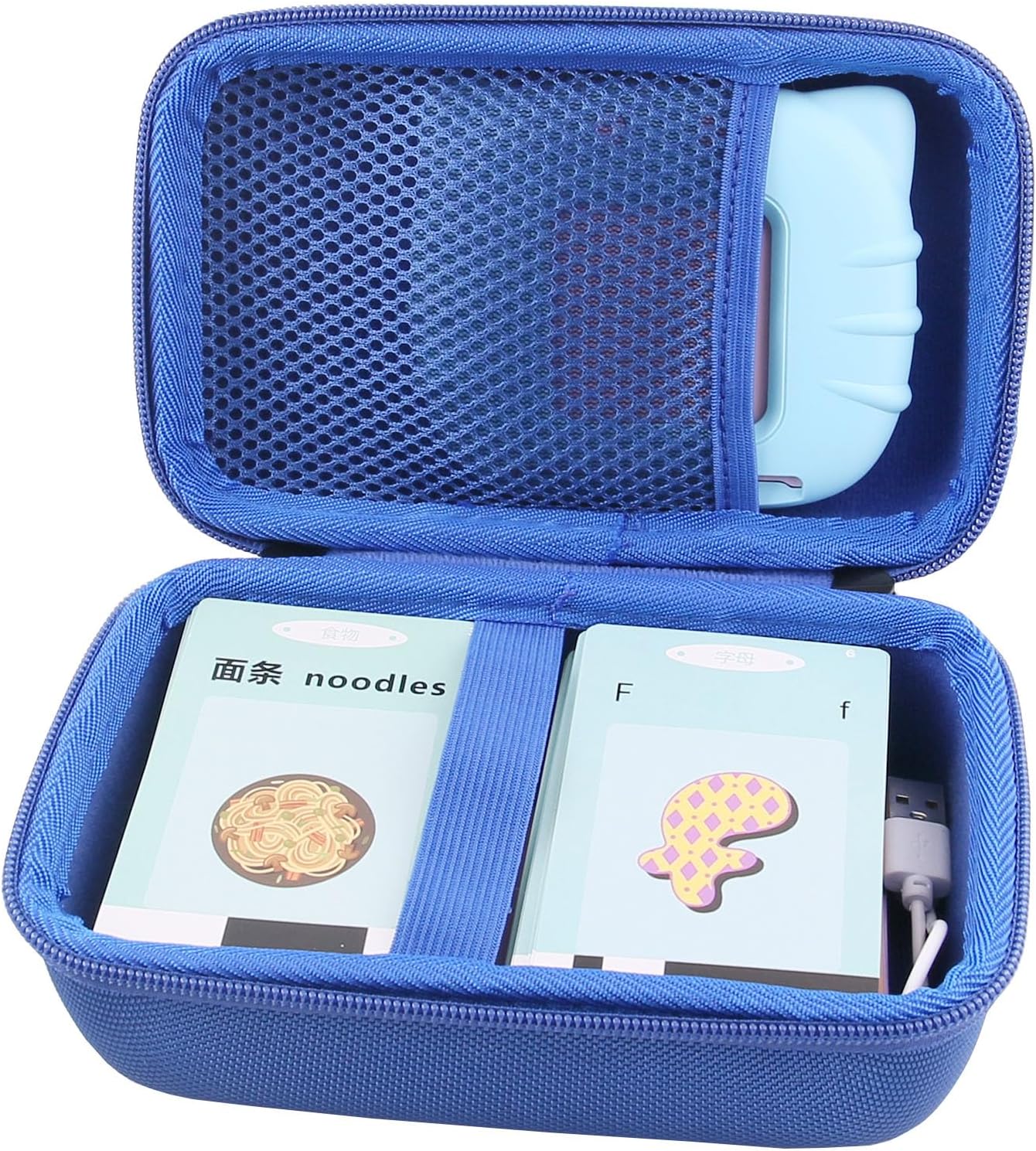 Hard Carrying Case for Airbition/Aullsaty/Lapare/Eaever/QuTZ/TimingSXD/Startcan Talking Flash Cards Toddler Toys, Storage Holds Up to 255 Cards-510 Sides (CASE ONLY) (blue, Large)