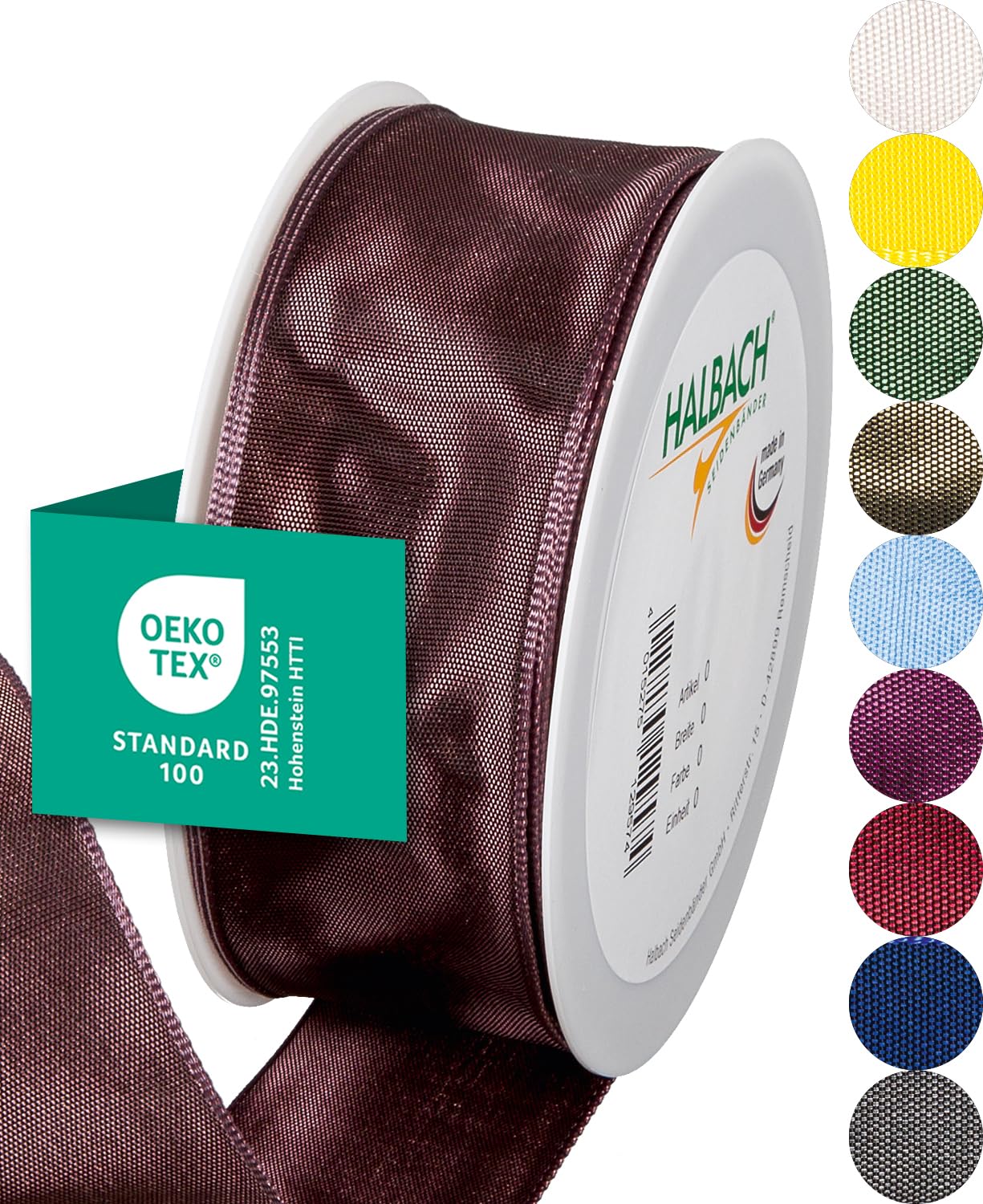 Halbach Seidenbänder Premium Geschenkband mit Drahtkante | Breite 40mm Länge 25m | Öko-Tex 100 zertifiziertes Schleifenband | Taftband Made in Germany, Farbe: duskyberry