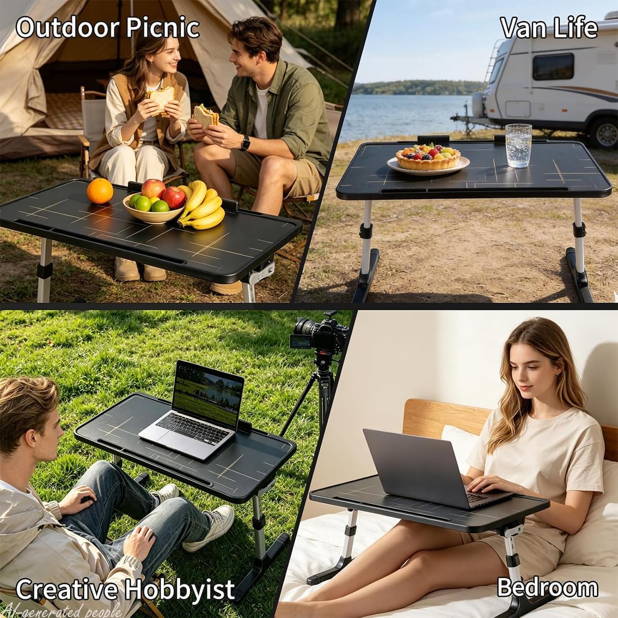 Car Tray Table for Passenger Seat, Foldable Car Seat Desk for Laptop and Eating, Portable Car Table Tray for Work and Road Trip, Black