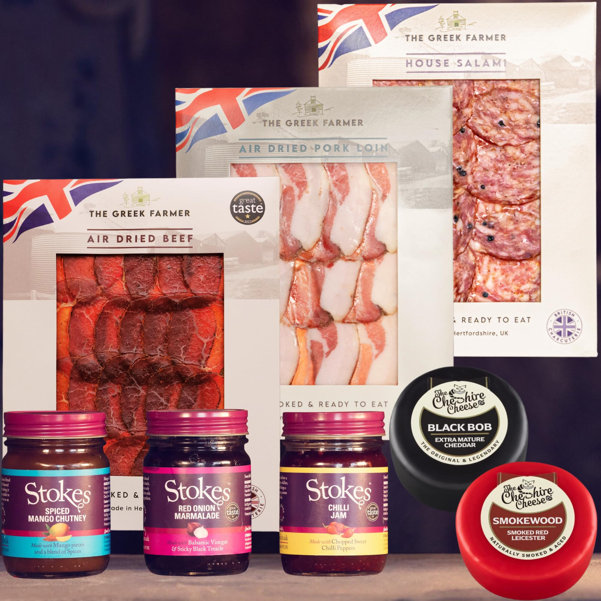 Cheese, Chutney & British Charcuterie Gift Set | Birthday Gifts For Men | Gifts For Him | Boyfriend Gifts | Grandad Gifts | Gifts for Dad | Fathers Day Gift | Food Hamper with Savoury Delights