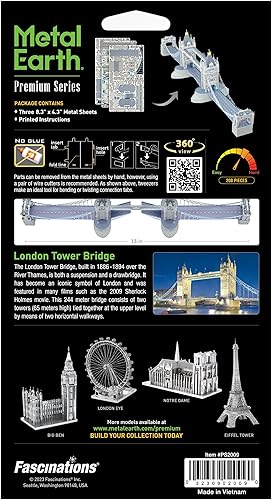 Miniatura 7 de Metal Earth Kit de modelo de metal 3D de puente de la torre de Londres de la serie premium