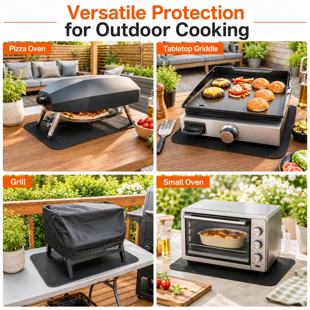 Blackstone Tapis de barbecue ignifuge imperméable résistant à la chaleur 61 x 91 cm noir