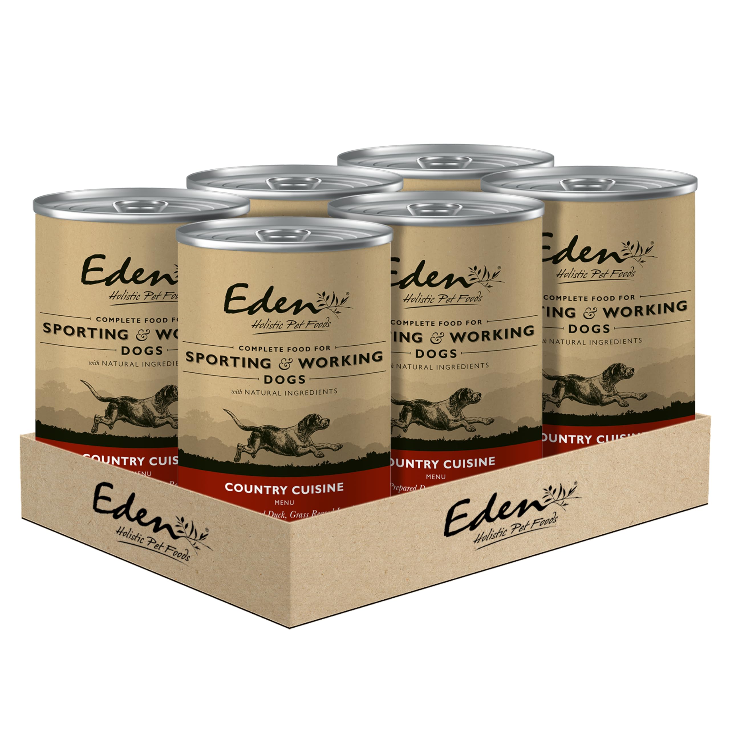 Eden Working & Sporting Dog Wet Food 6x400g. Naturally Complete Premium Wet Dog Food for Adult & Senior Working Dogs. Added Superfoods and prebiotics for digestive health. (Country Cuisine)