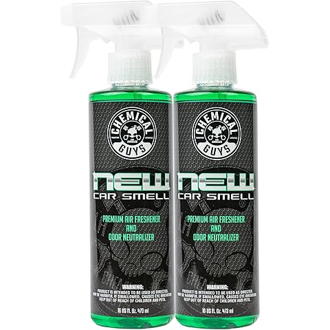 Chemical Guys New Car Smell Air Freshener and Premium Odor Eliminator Refreshes & Neutralizes Odors, Great Car Fresheners for Trucks, SUVs, RVs, and More - 16 Fl Oz (Pack of 2)