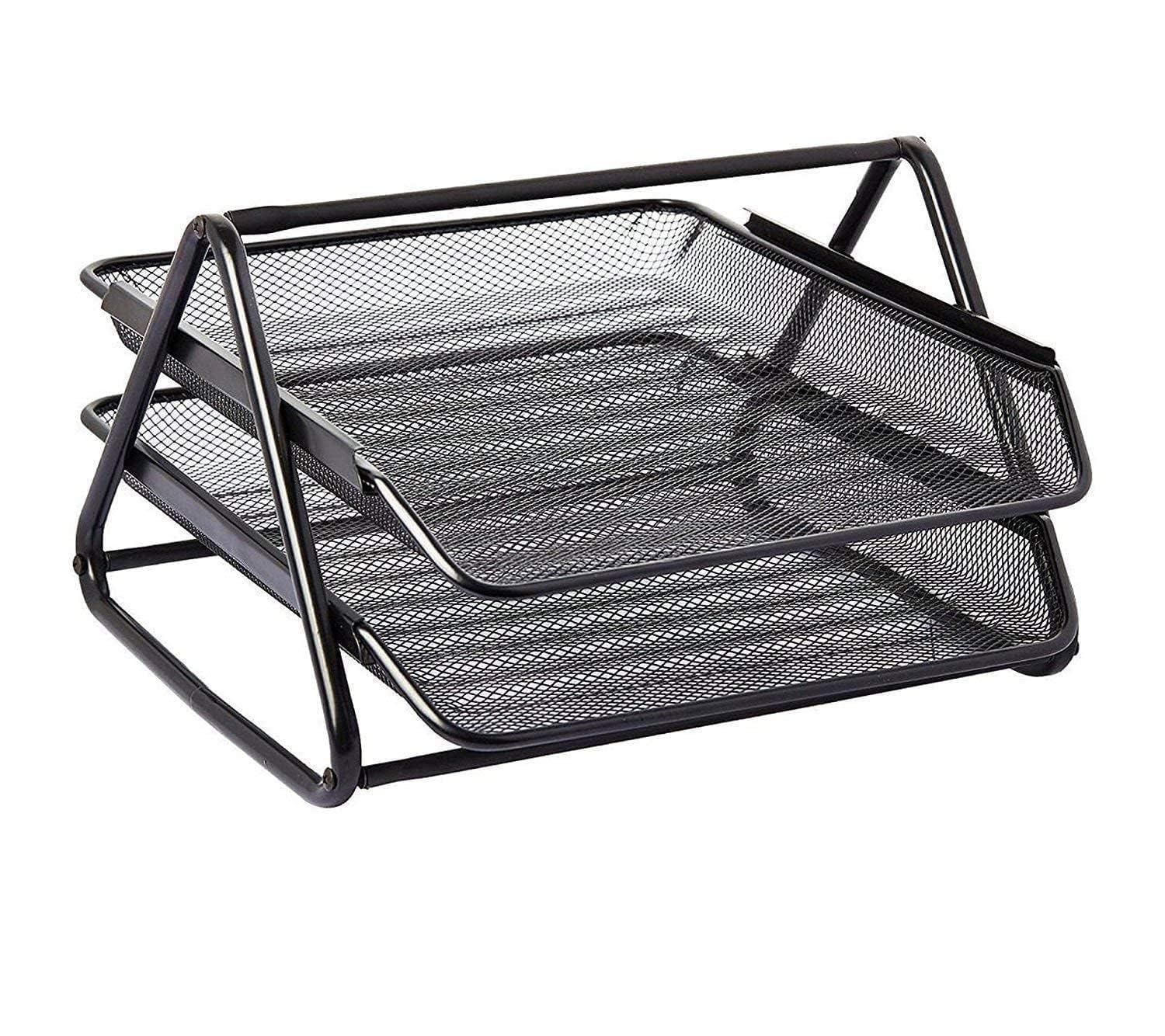 Document, File, Paper, Letter, Office, Desktop Tray Organizer Desk File Tray, Tier Metal Mesh A4 Files Documents Papers Folders Holder Desk Organizer (2 Tier Metal Tray)
