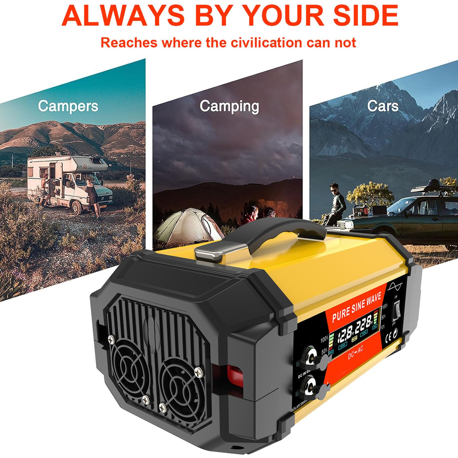 Topiky Convertitore Portatile Efficiente per Auto da 800 W per Viaggiatori di Emergenza Materiale ABS con Visualizzazione in Tempo Reale