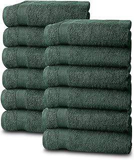 Linteum Textile Supply Premium 16x27 Inch Hunter Green Hand Towel – 100% Cotton Zero Twist Towels | Absorbent, Quick Dry, Durable for Bathroom, Spa, Gym [Pack of 12]