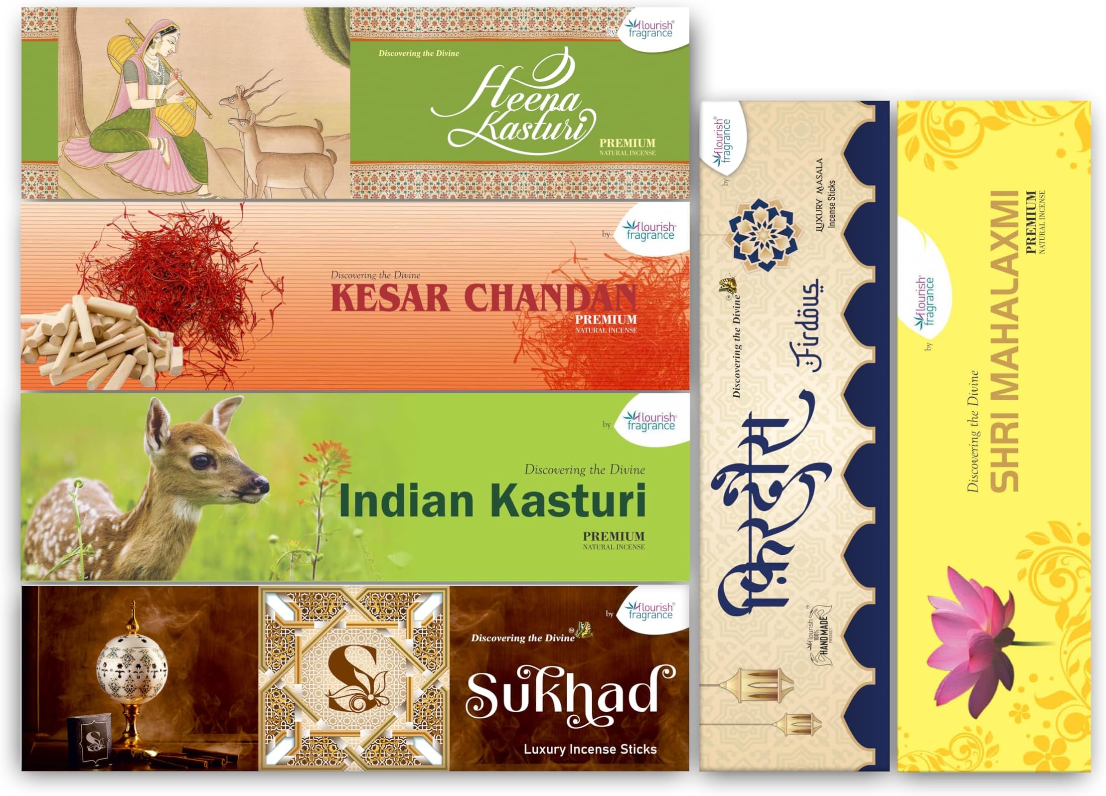 Flourish Fragrance Premium Incense Sticks (Combo Pack of 6)