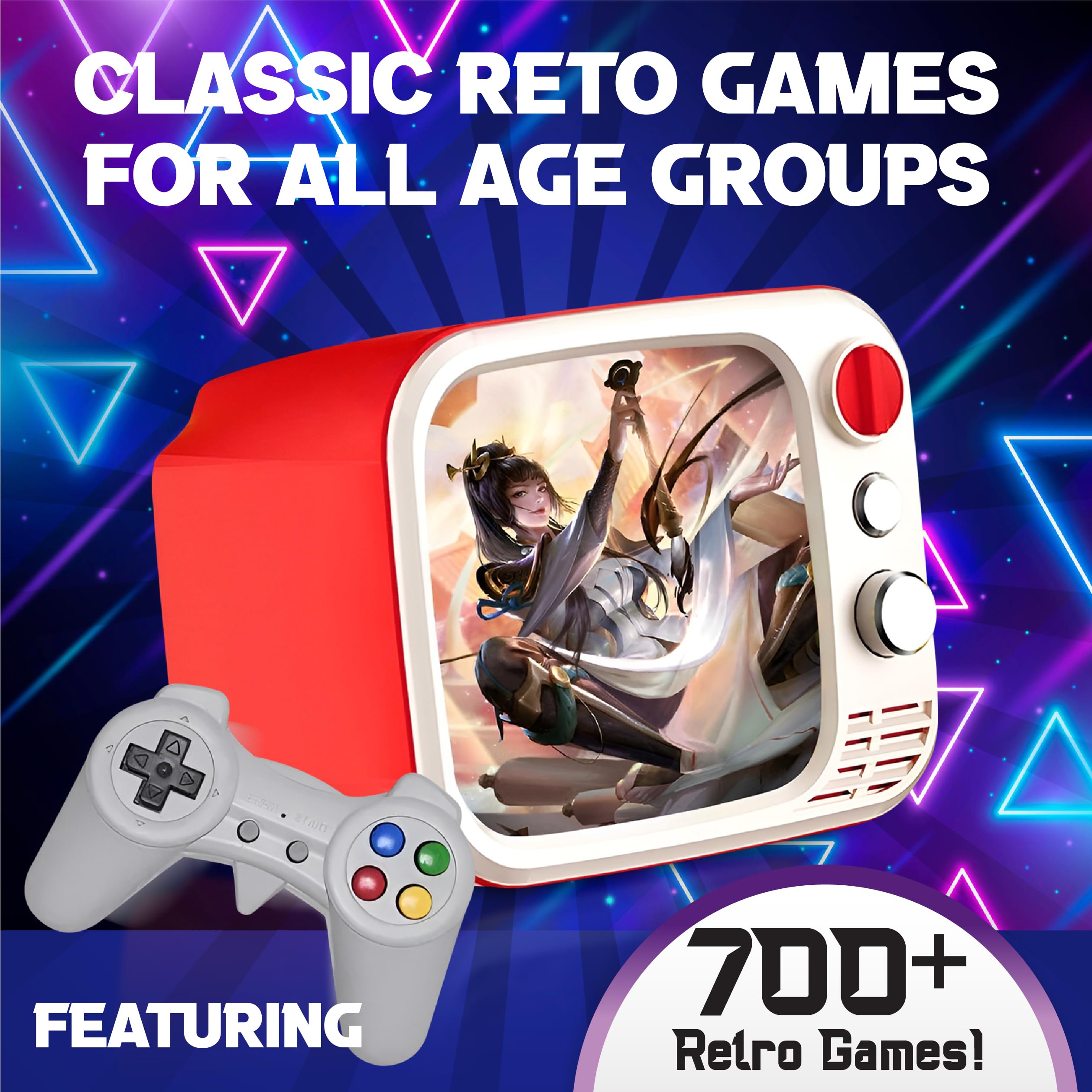 Tiny Arcade TV 3,5" Mini Retro Game - Console TV giocabile a due giocatori e con gameplay e suono reali, oltre 700 videogiochi classici, H7 (rosso)