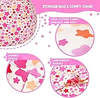 Vista 4 de WEKAPO Funda de Puf de Almacenamiento de Animales de Peluche para Niños Puf con Cremallera Rellenable para Organizar Juguetes de Peluche de Niños