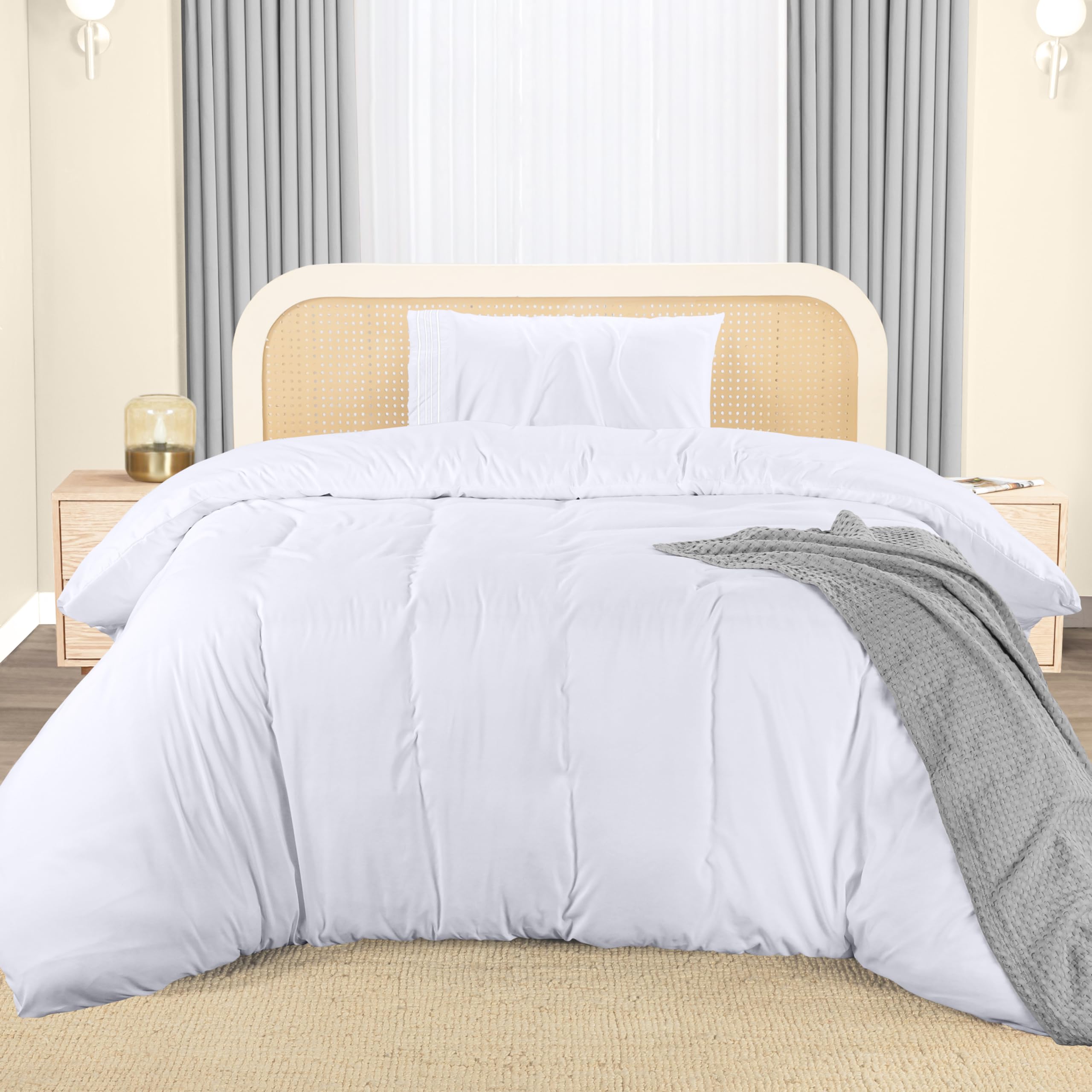 Utopia Bedding Duvet Cover - Pack of 10 - Single Duvet Cover Set with Embroidered Pillowcase - Soft Microfibre Polyester Bedding (White)