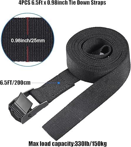 Miniatura 8 de TuTuYa Correa de amarre verde resistente, 4 unidades, 9.8 x 0.98 pulgadas, correas de retención ajustables con hebilla para camionetas, bicicleta,