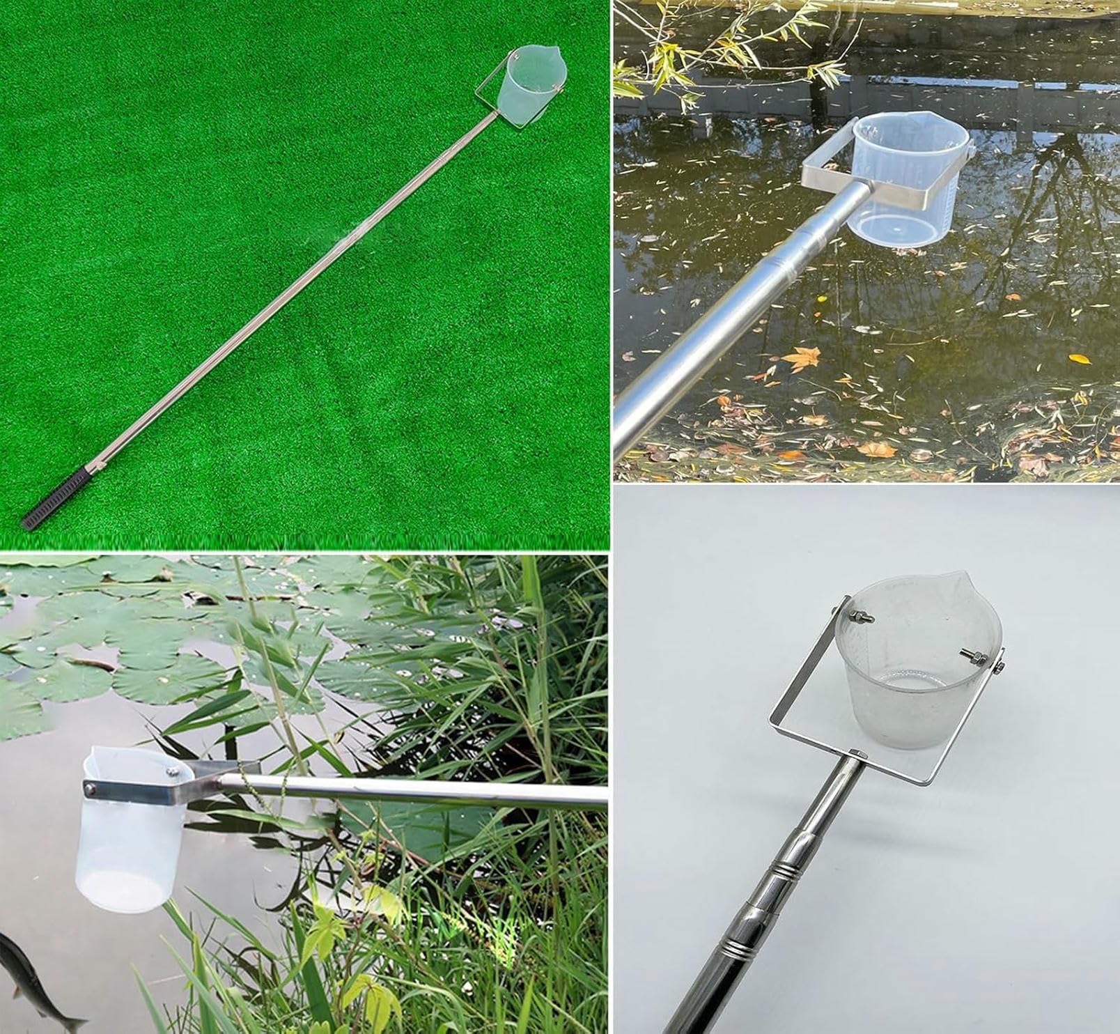 Kit campionatore d'acqua da 1000 ml con asta extra lunga in acciaio inossidabile per campionamento profondo per fiumi, laghi e piscine, ideale per test e raccolta di qualità dell'acqua