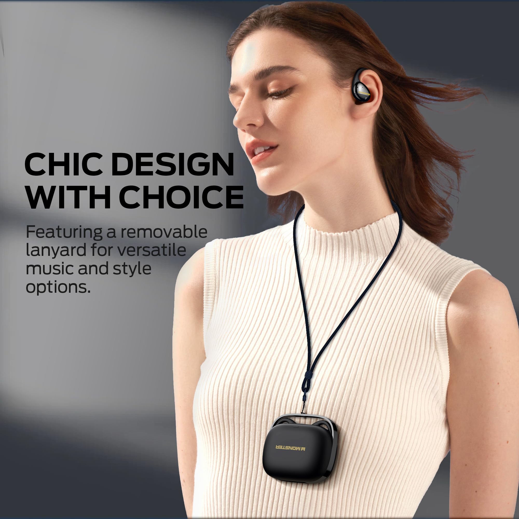 Monster Open Ear AC520 Headphones, Bluetooth 6.0 Wireless Earbuds with Premium Audio, Open Ear Headphones with 24H Playtime,  - 4