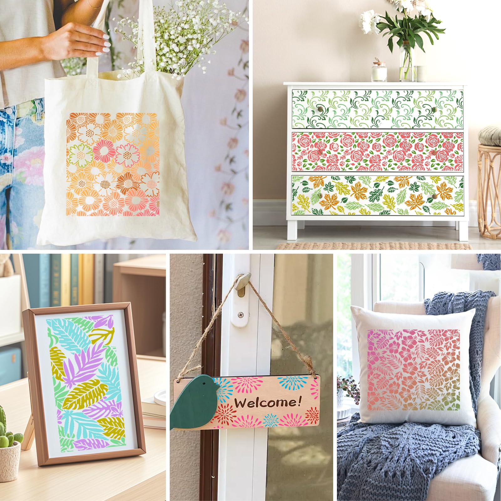 12 stuks bloemen textuur gelaagdheid stencils, kleine bladeren
