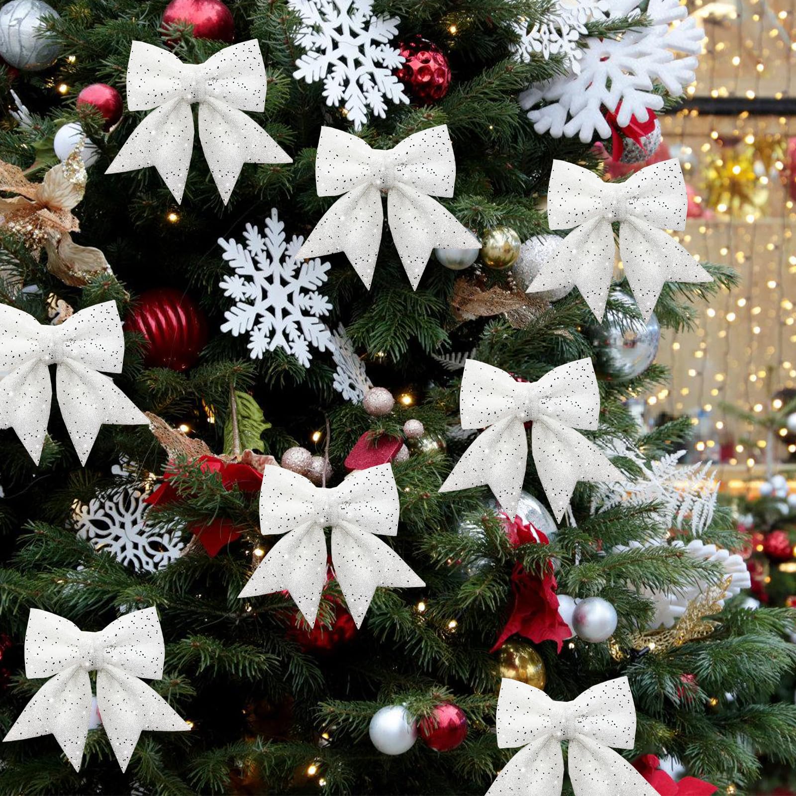 14 Pièces Noeud De Noël Avec Des Cloches Mini Noeuds D'arbre De Noël