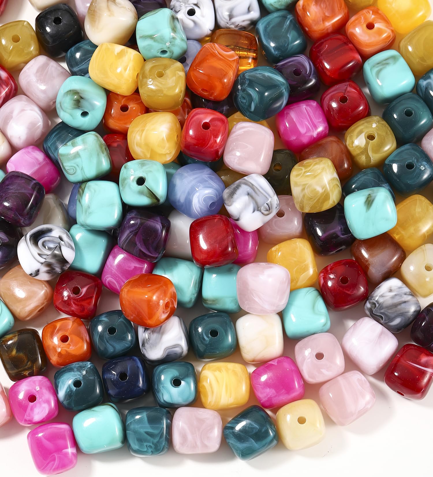 Perles carrées en acrylique pour bracelet coloré et ateliers de création en famille