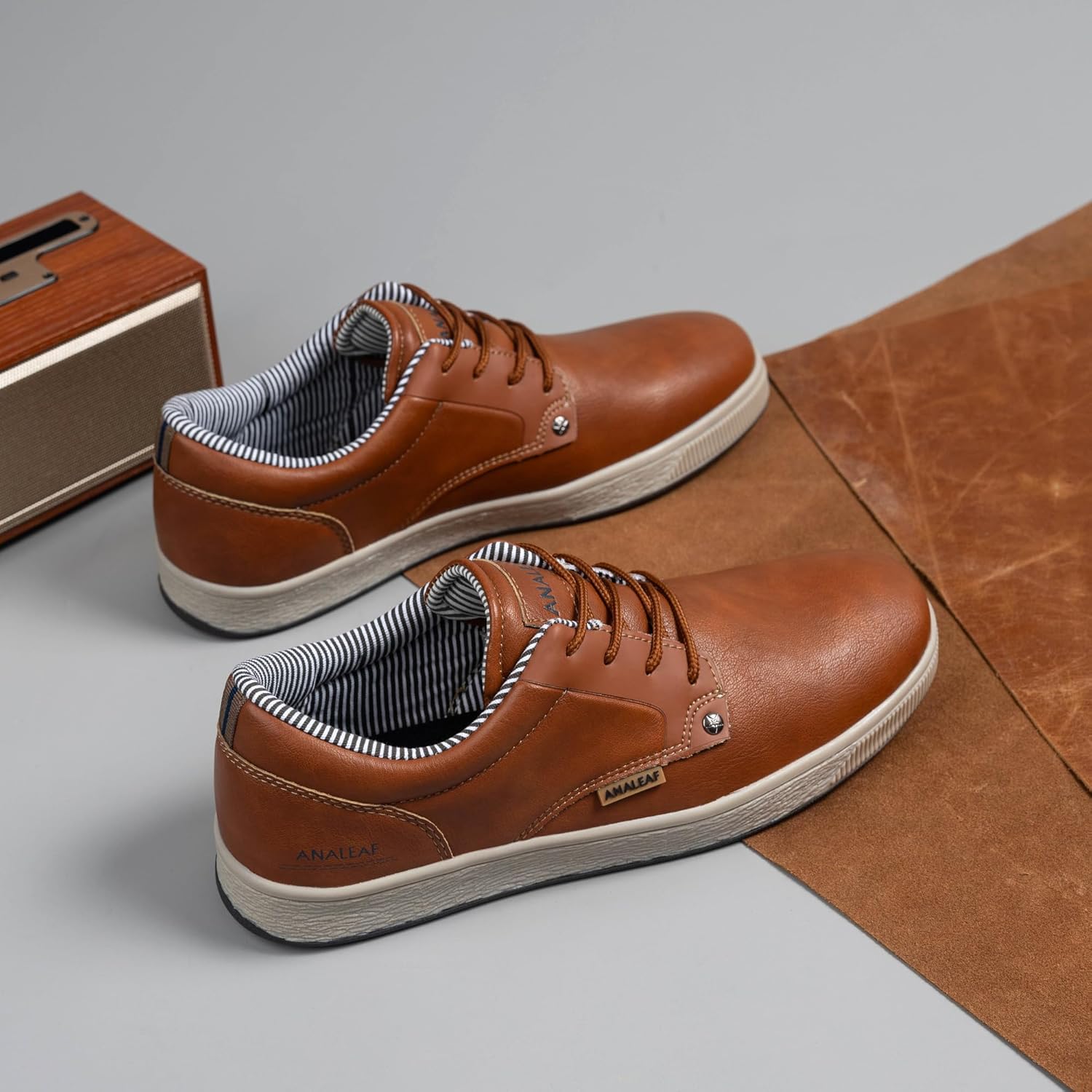 Mens Casual Oxfords Fashion Sneakers Soft Comfortable Lace-Up Dress Shoes - Image 9