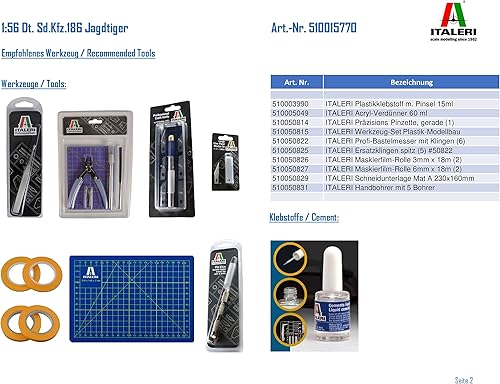 Miniatura 3 de Italeri WWII German Heavy Destroyer Tank Sd.Kfz.186 Yakt Tiger Modelo de plástico, escala 1 56