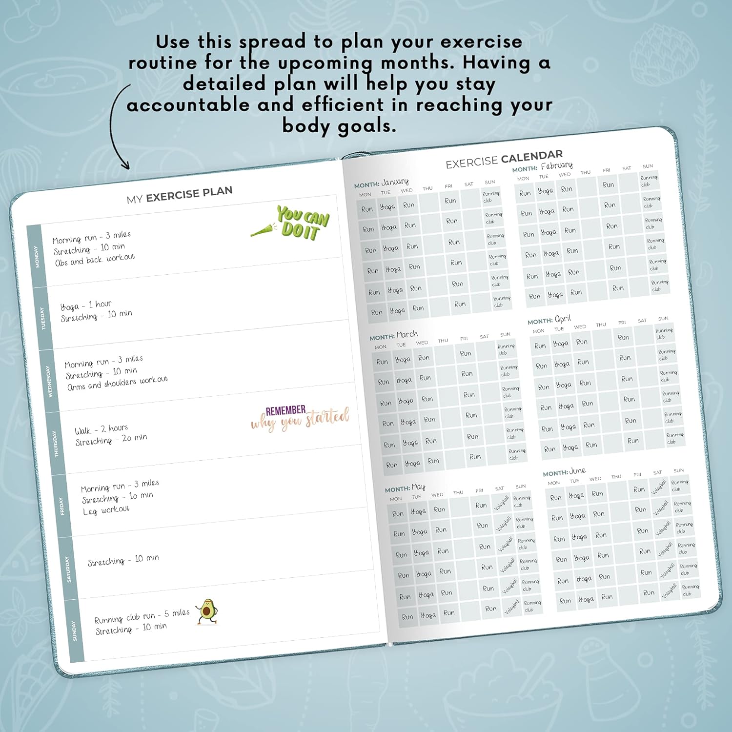 Clever Fox Food Journal Pro – Diet & Wellness Planner for Women & Men – Weight Loss Diary with Calorie Tracker – Food Log for Tracking Meals, Exercise & Weightloss - Undated, 7" x 10" Aquamarine : Sports & Outdoors