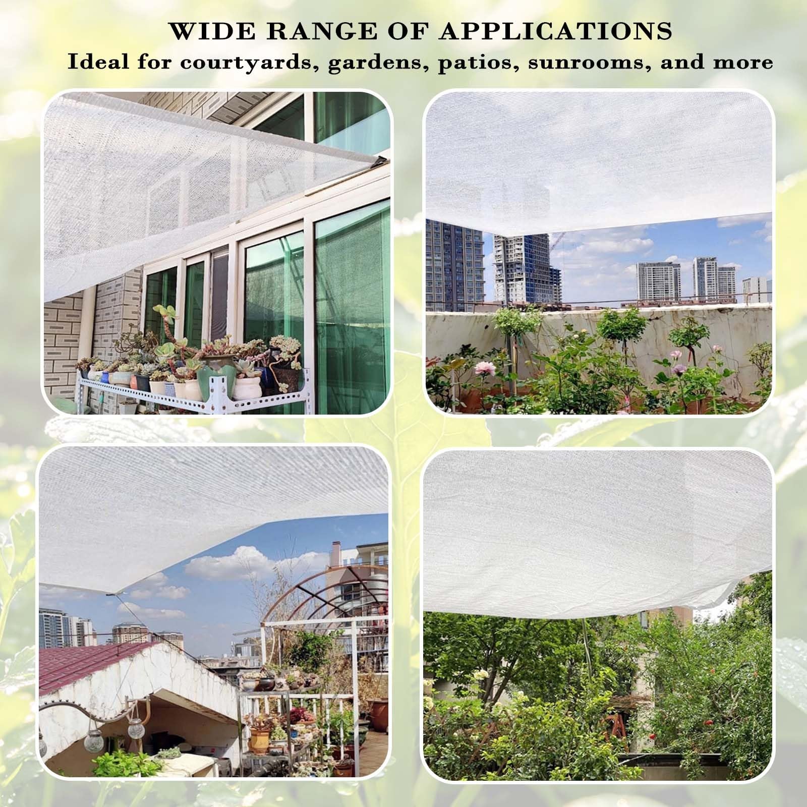 55% Malla De Sombreo Blanca,Malla De Sombreo con Ojales,Toldo Rectangular,Malla Sombra Exterior,Malla Ocultacion para Jardín, Plantas, Invernadero, Huerto, Gallinero, Caseta, Patio | 10x11m