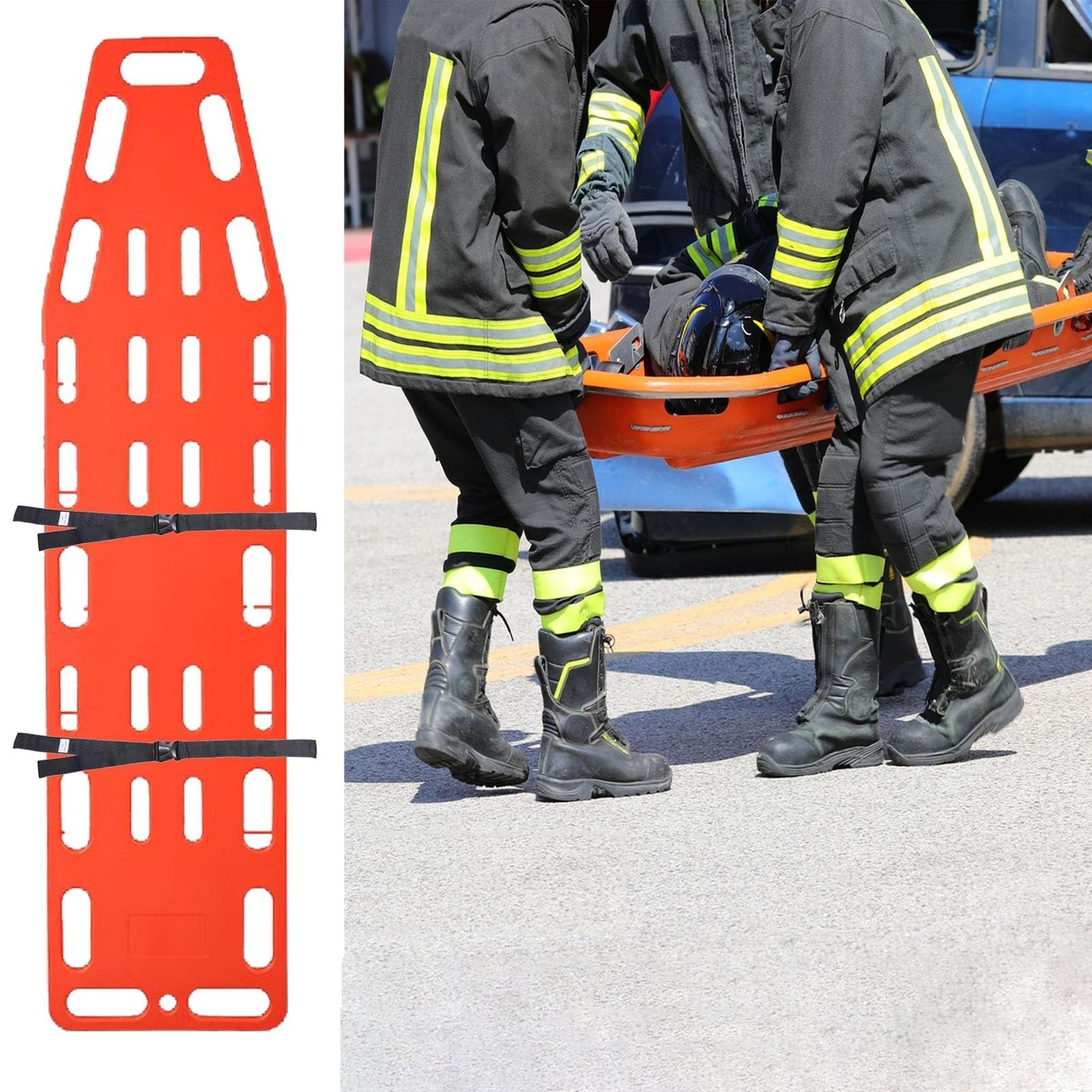 SGKOMN Water Rescue Stretcher Spine Backboard Transfer Board with Hollowed Handles, Portable Rescue Stretcher for Adult, Floating Water Stretcher Board for Patient
