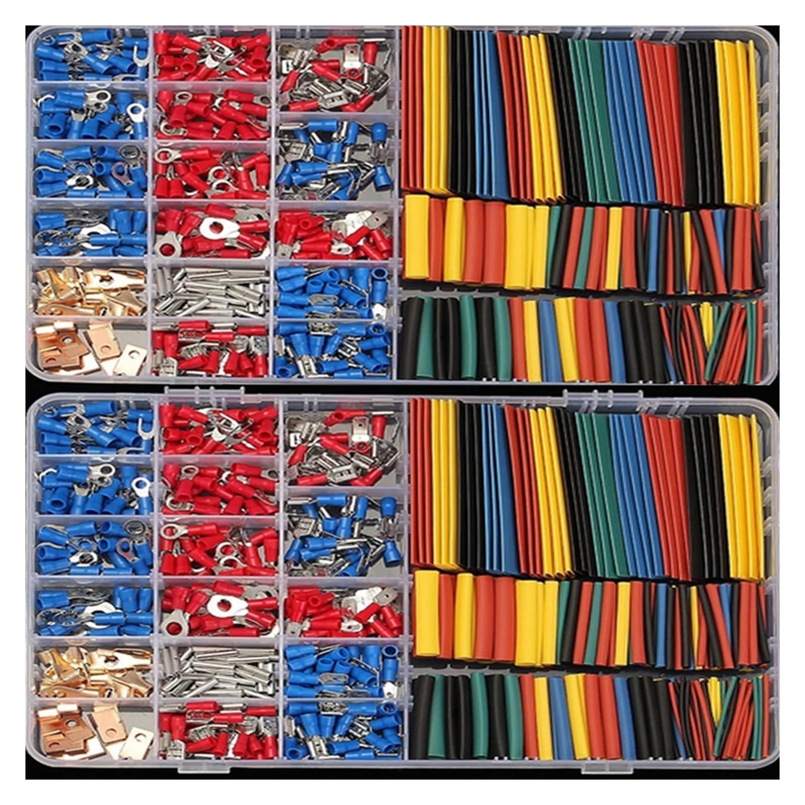 Juego de 678 fundas termorretráctiles for cables eléctricos de coche, conectores de crimpado aislados, kit de pala con caja