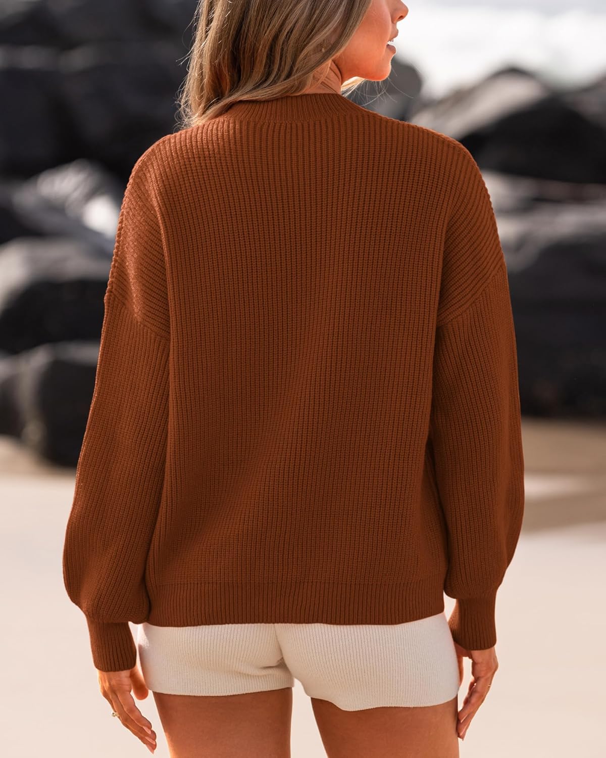 BTFBM Womens Casual Long Sleeve Sweaters Crew Neck Oversized Ribbed Knit Pullover Sweater 2025 Fall Winter Jumper Tops - Image 5