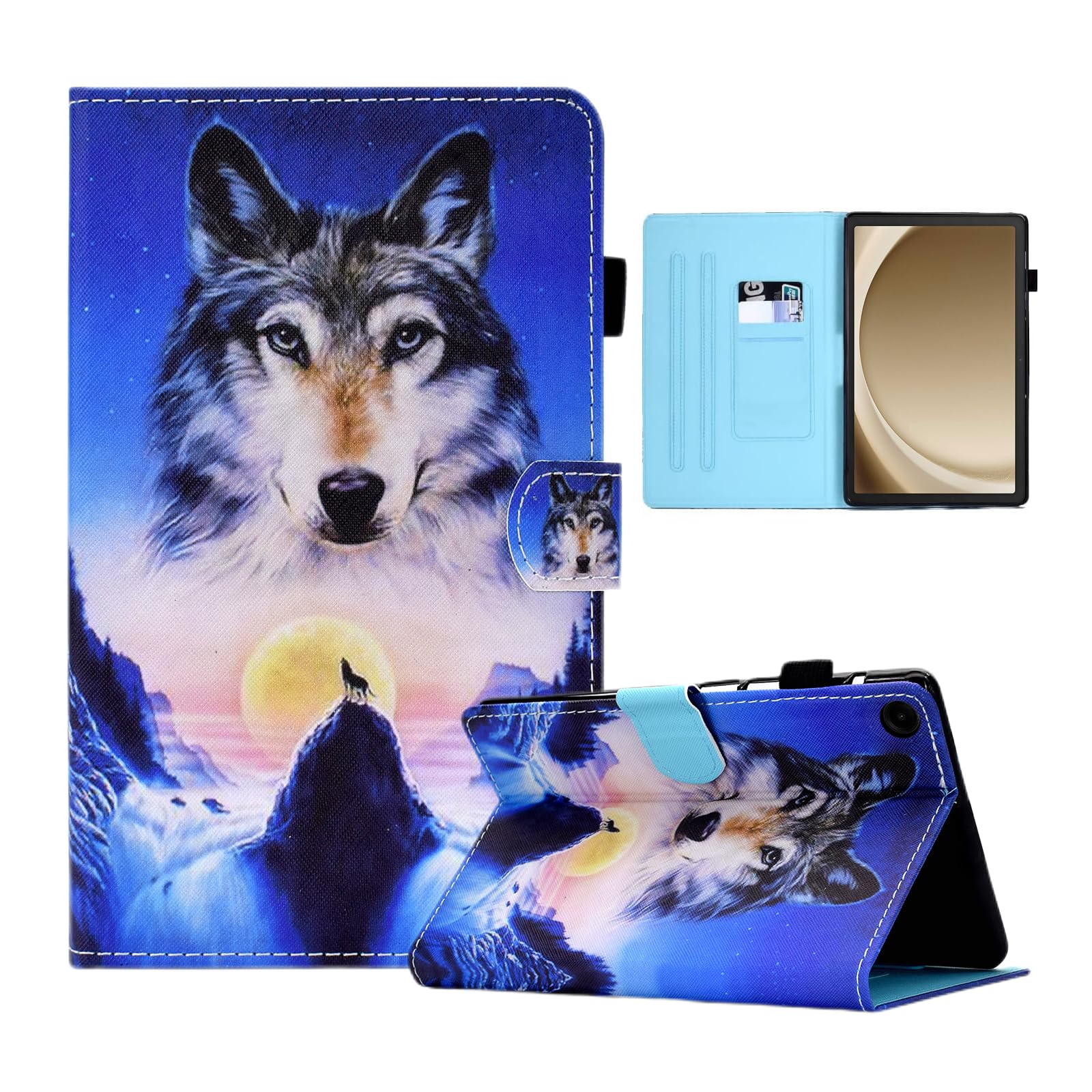 CXTCASE Hülle für Samsung Galaxy Tab A11 Plus 2025/A9 Plus 2023 11", Schutzhülle Cover Case mit Standfunktion für Samsung Galaxy Tab A11+/A9+, Sonnenuntergangswolf