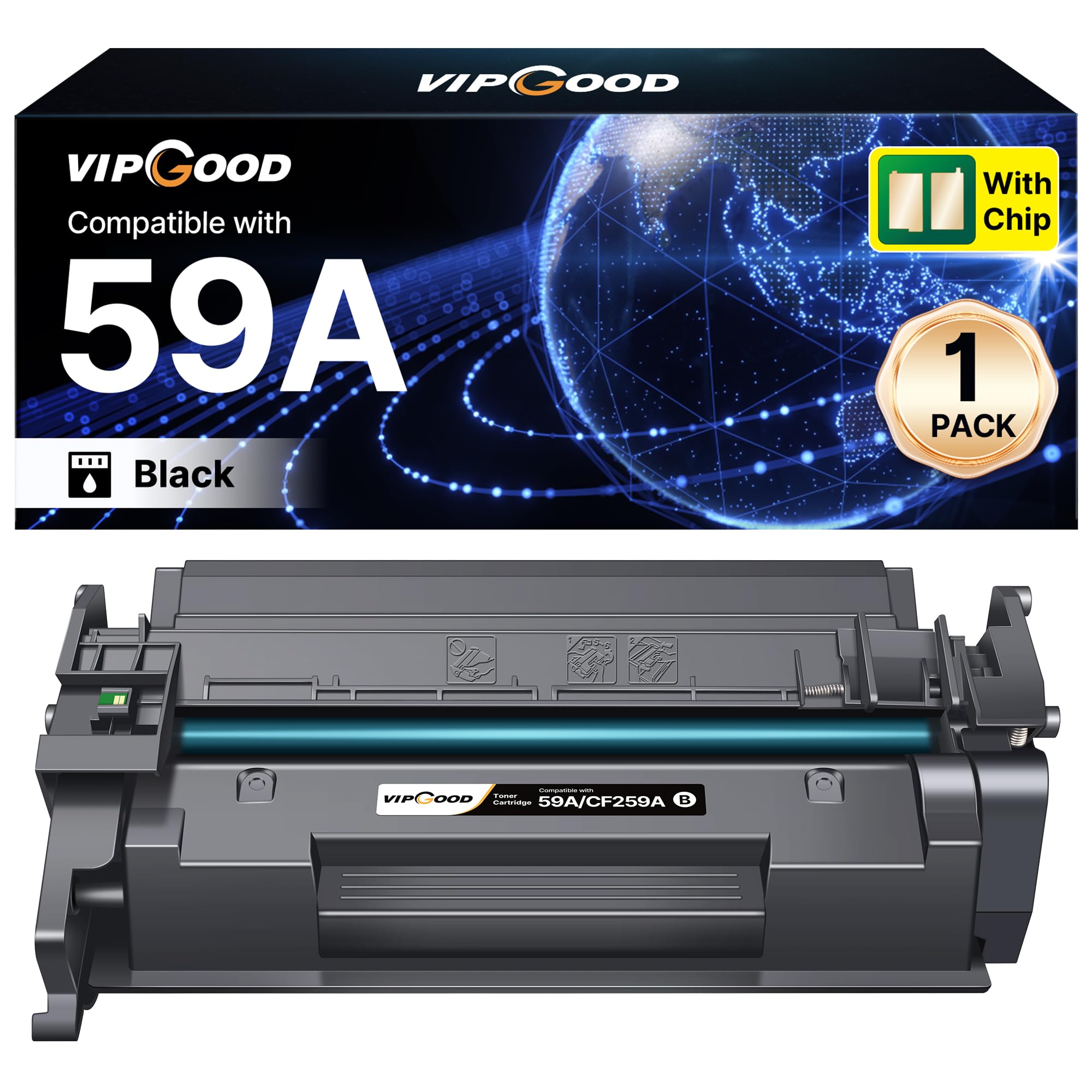 VIPGOOD 59A (Con Chip) Cartucce Toner Compatibile per HP 59A CF259A (1Nero) | Compatibili per HP LaserJet Pro MFP M428 M428fdw M428dw M428fdn M428m 59A CF259A 59X CF259X