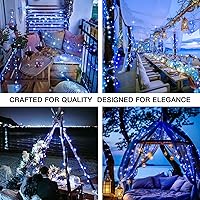Vista 3 de suddus Paquete de 2 tiras de luces solares pequeñas de 33 pies, 100 luces LED solares azules para exteriores, 8 modos, luces solares de Navidad