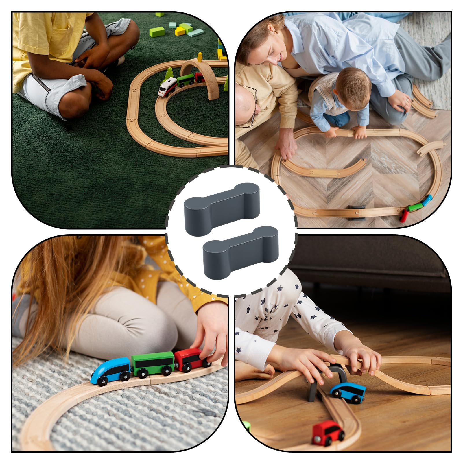 Lot de 15 adaptateurs universels pour rails en bois - Réutilisables - Adaptateur de connexion de voie en bois - Pour fête d'anniversaire