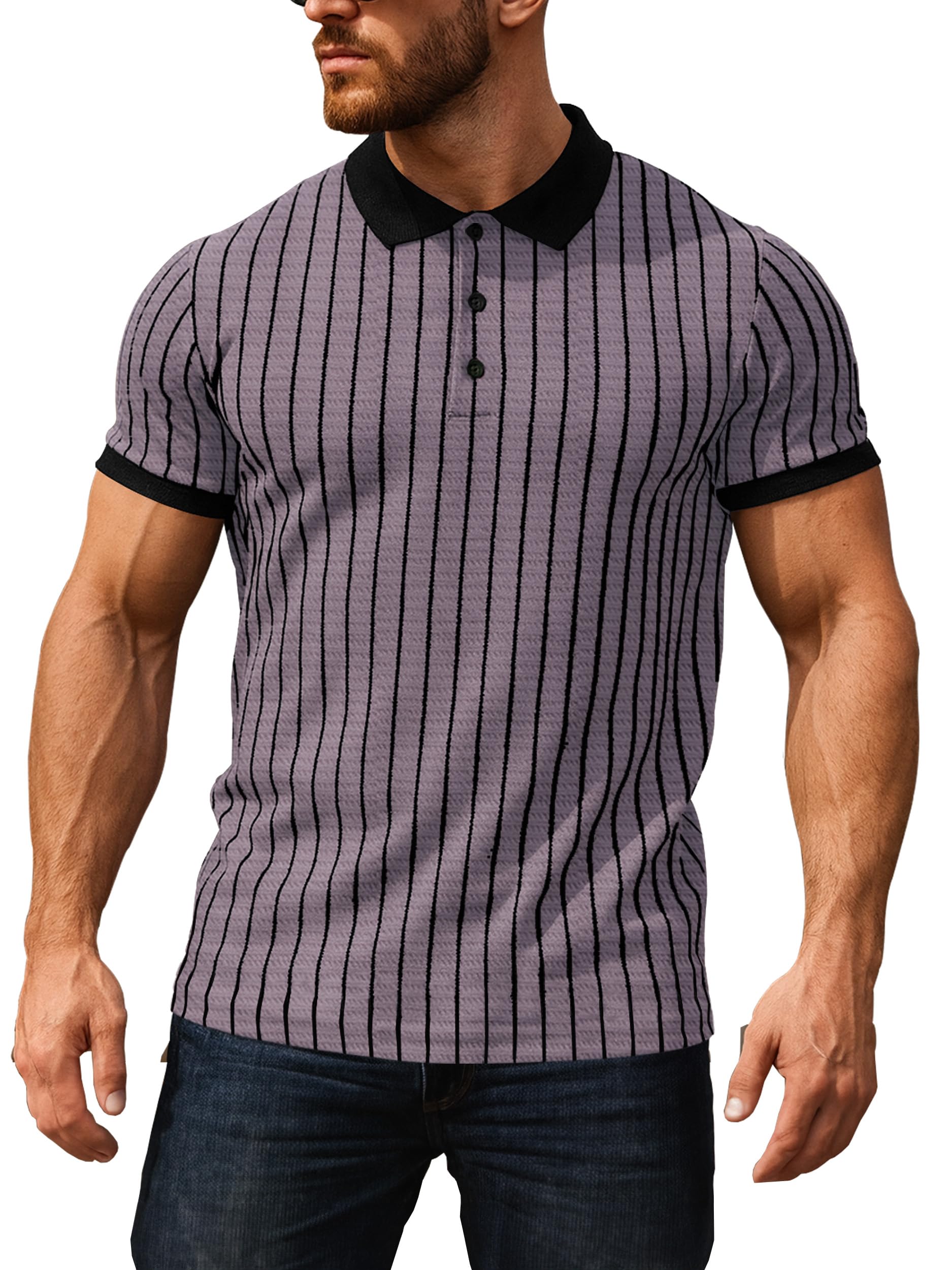 noble monk Relax Fit |Textured| Lycra | Polo Neck T-Shirt-picture-29