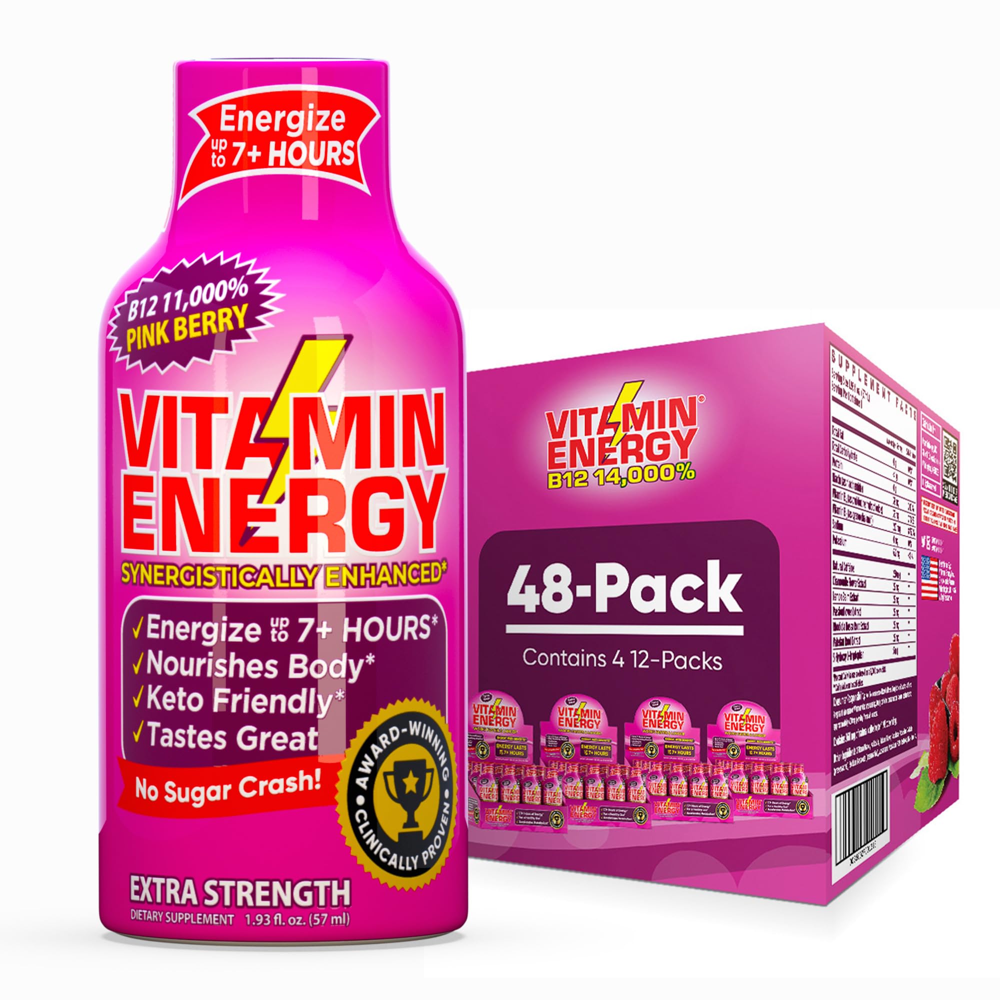 where to get b12 injections for energy boost cheapest prices Vitamin Energy B12 Extra Strength Shot, Açaí Pomegranate, 48 Pack – 260mg  Natural Caffeine, 11,000% DV B12 & B6, Zero Sugar, 1.93 fl oz