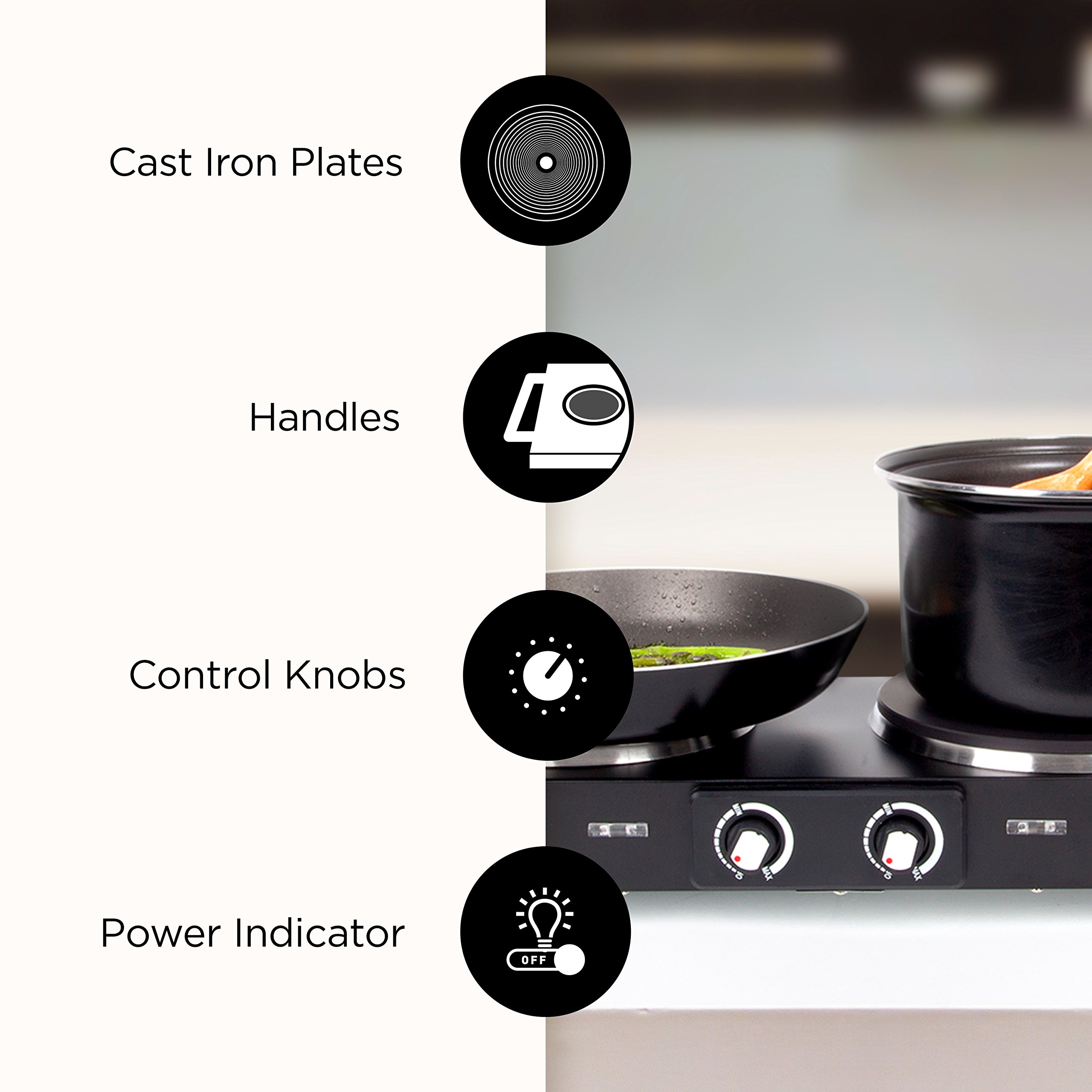 Duronic Hot Plate HP2BK TableTop Cooking 2500W Black Steel