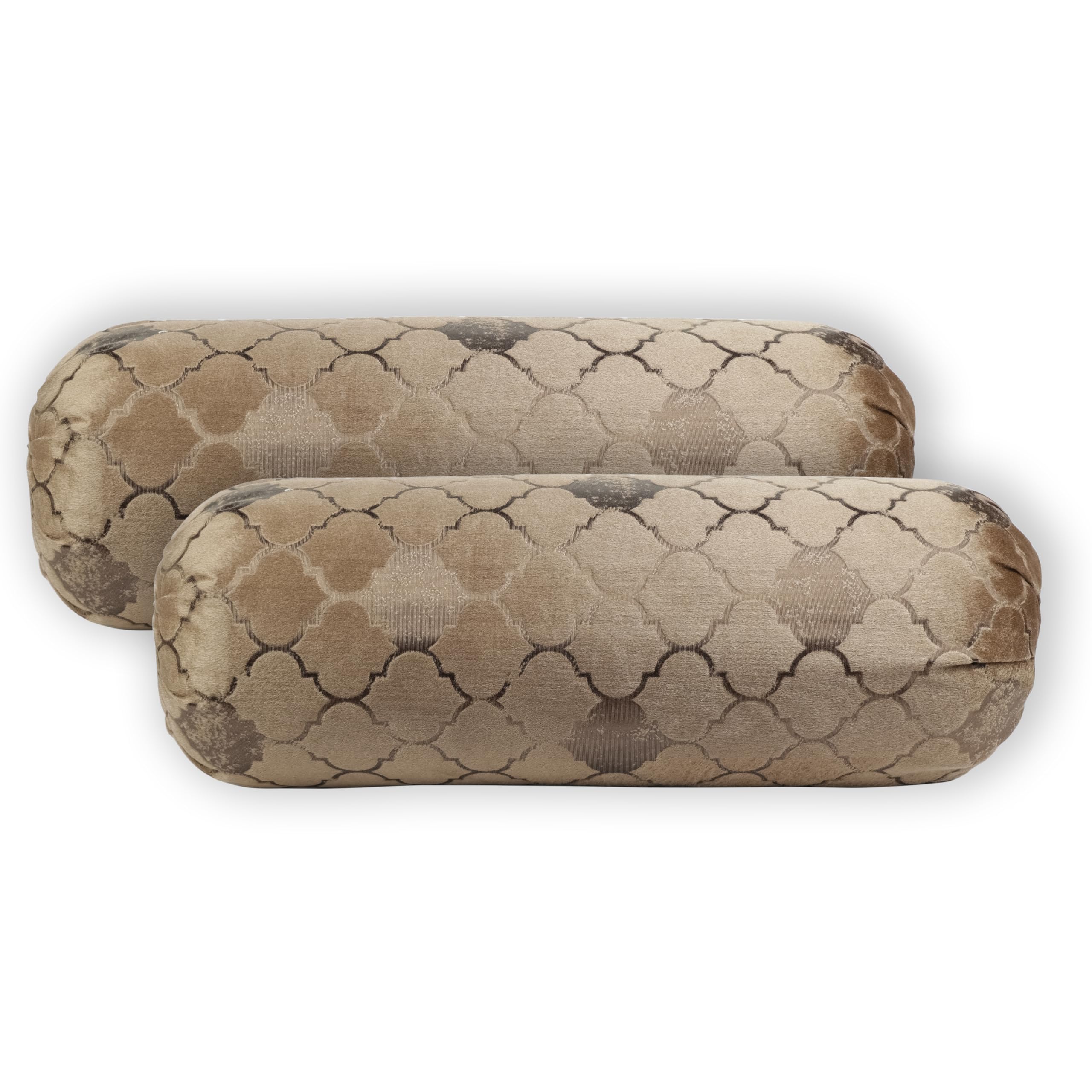 Imperial Fab Barfi Burnout Velvet Luxury Round Bolsters Covers (32 x 16,in) - Set of 2 PCS-image-8