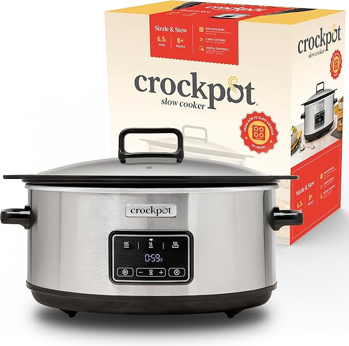 CrockPot Sizzle & Stew Digital Slow Cooker, 6.5 L (8+ People