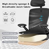 Vista 7 de Ergonomic Office Desk Chair Comfy, High Back Mesh Office Desk Chairs with Adjustable Lumbar Support, Headrest, Flip-up Armrests, Home Computer Chair