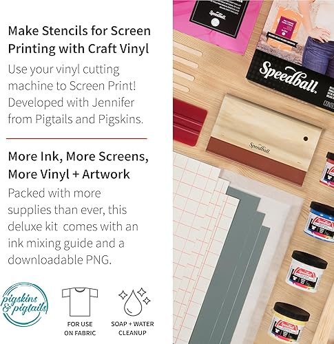 Miniatura 2 de Speedball Kit de vinilo para manualidades de serigrafía de lujo, uso con máquina de corte para imprimir camisetas y decoración del hogar