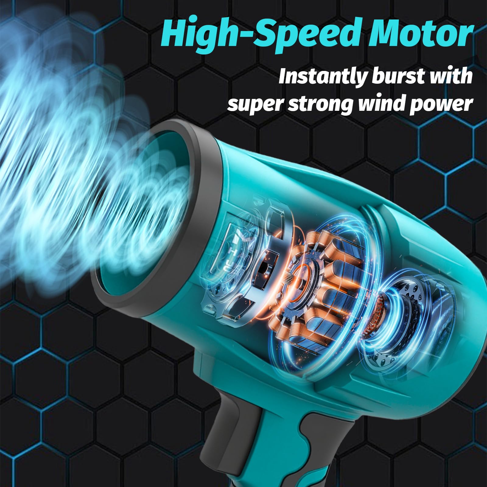 Soplador de Hojas inalámbrico con batería de 18 V 5,5 Ah y Cargador – Motor de Alta Velocidad hasta 32.000 RPM – Sistema de Control Variable de la Velocidad del Viento – Boquillas 3 en 1 para Hojas
